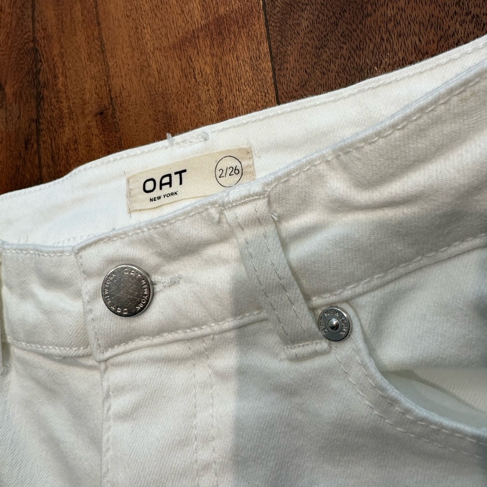 ☀️ OAT New York Stretch White Jeans with Raw Hem - Picture 8 of 16